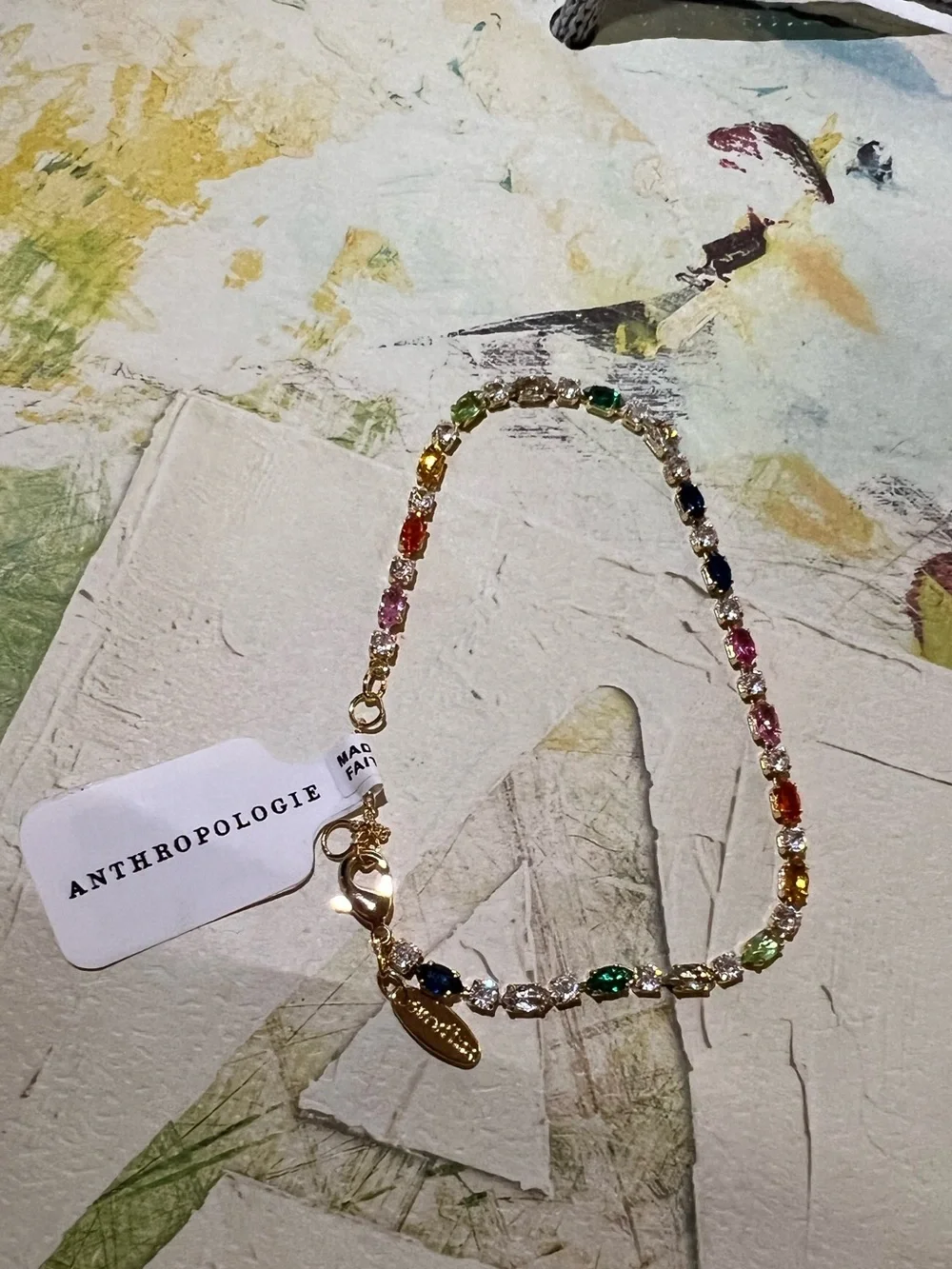 Anthropologie Colorful Crystal Tennis Bracelet - NWT